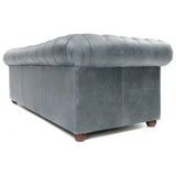 108" Slate Grey Chesterfield Leather Sofa Sofas & Loveseats LOOMLAN By Uptown Sebastian