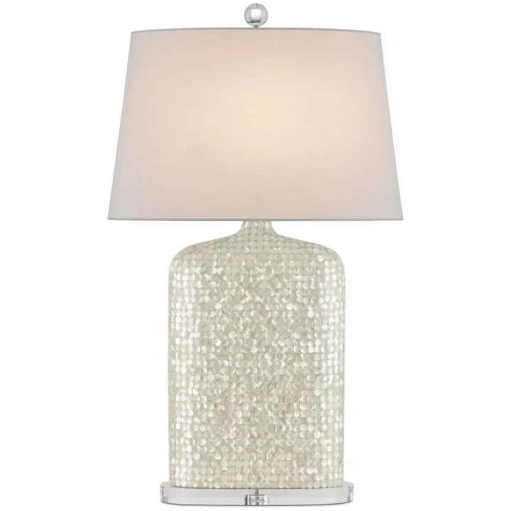 Gerri Dot Mother Of Pearl & Acrylic White Table Lamp - LOOMLAN - Currey & Co - Table Lamps