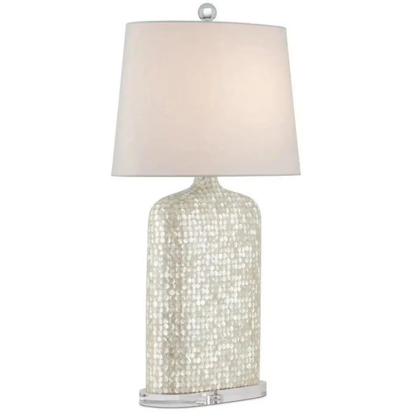 Gerri Dot Mother Of Pearl & Acrylic White Table Lamp - LOOMLAN - Currey & Co - Table Lamps
