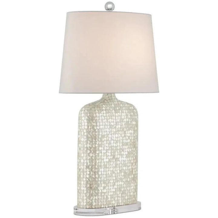 Gerri Dot Mother Of Pearl & Acrylic White Table Lamp - LOOMLAN - Currey & Co - Table Lamps