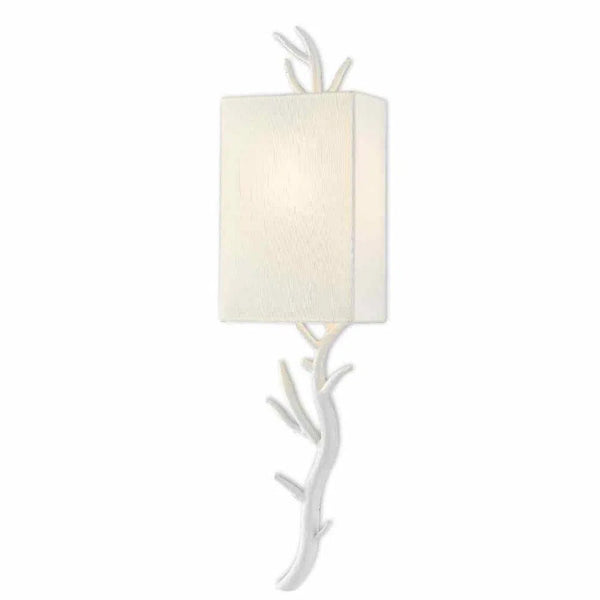 Gesso White Baneberry Wall Sconce Left Wall Sconces LOOMLAN By Currey & Co