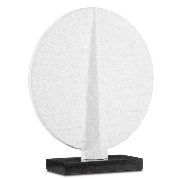 Gesso White Black Darshi White Disc Statues & Sculptures LOOMLAN By Currey & Co