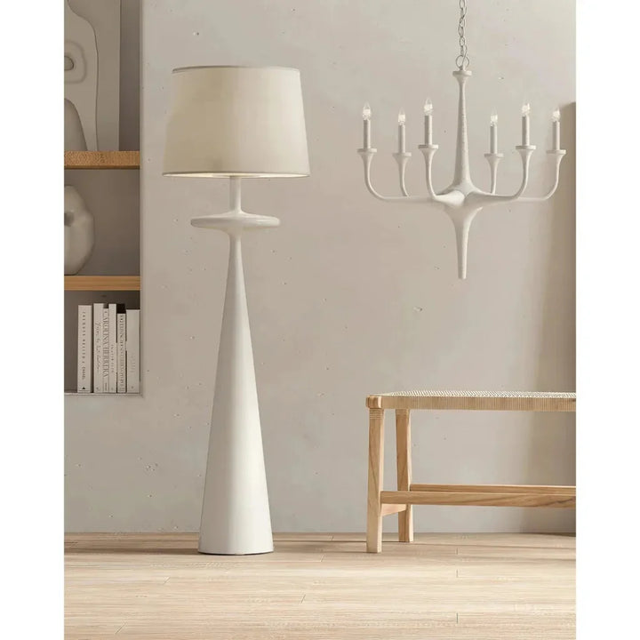 Gesso White Giacomo Floor Lamp-Floor Lamps-Currey & Co-LOOMLAN