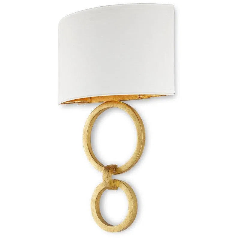 Gesso White Gold Leaf Bolebrook White Wall Sconce Wall Sconces LOOMLAN By Currey & Co