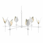 Gesso White Silver Leaf Peace Lily Chandelier