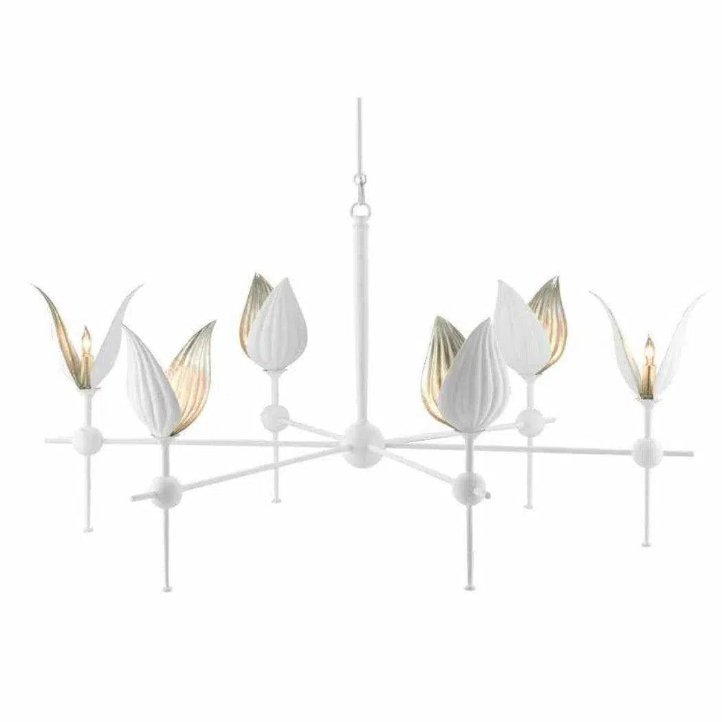 Gesso White Silver Leaf Peace Lily Chandelier