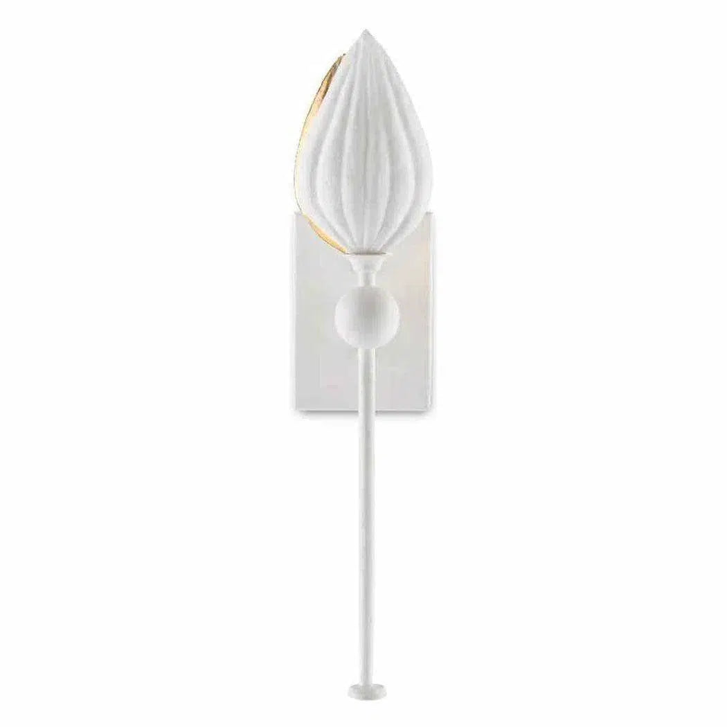 Gesso White Silver Leaf Peace Lily Wall Sconce