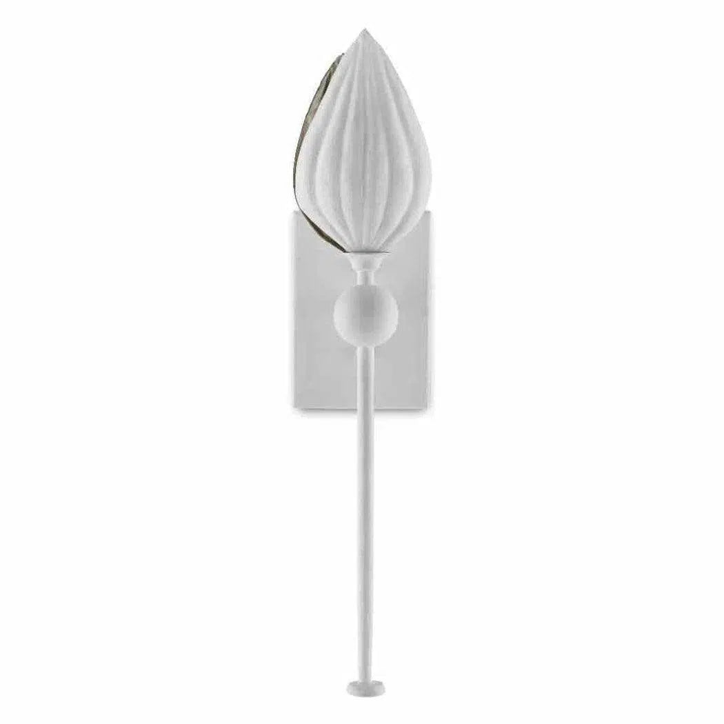 Gesso White Silver Leaf Peace Lily Wall Sconce