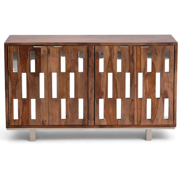 Getson Wooden Brown 4 Door Sideboard-Sideboards-LOOMLAN-LOOMLAN