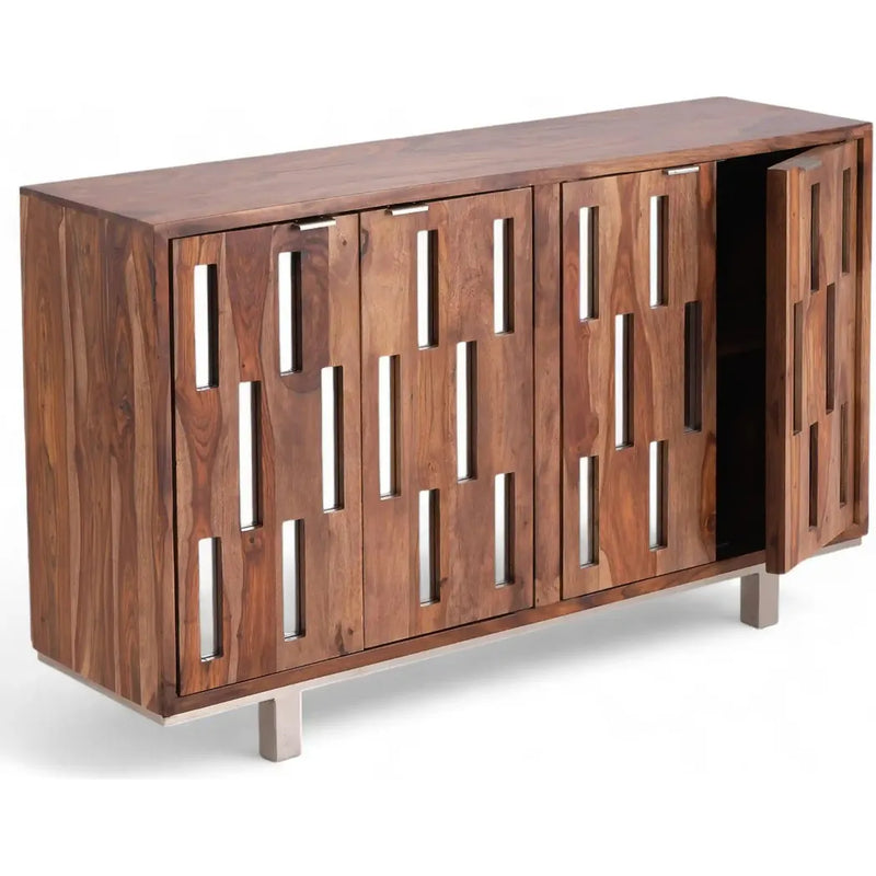 Getson Wooden Brown 4 Door Sideboard-Sideboards-LOOMLAN-LOOMLAN