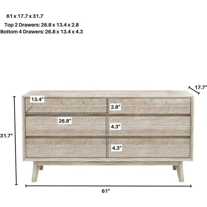 Gia 6 Drawer Dresser - LOOMLAN - LH Imports - Dressers
