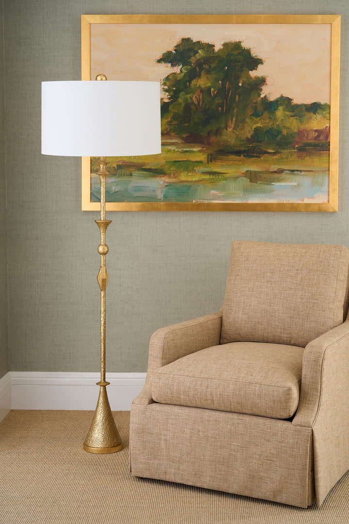 Gia Resin Gold Floor Lamp-Floor Lamps-Chelsea House-LOOMLAN