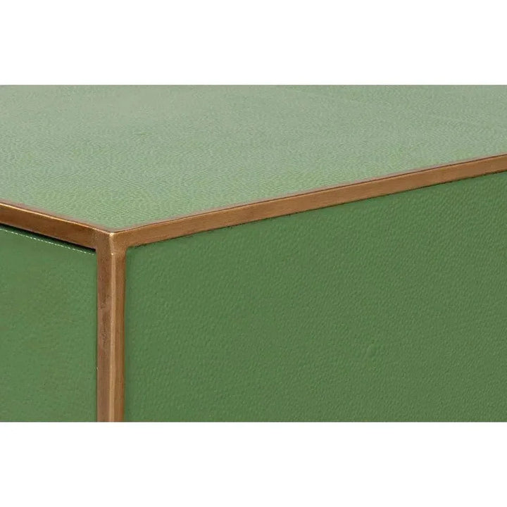 Gideon Shagreen Leather Green Square Coffee Table - LOOMLAN - Sarreid - Coffee Tables