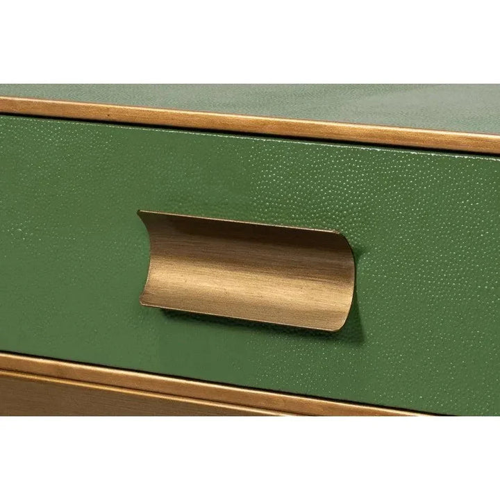 Gideon Shagreen Leather Green Square Coffee Table - LOOMLAN - Sarreid - Coffee Tables