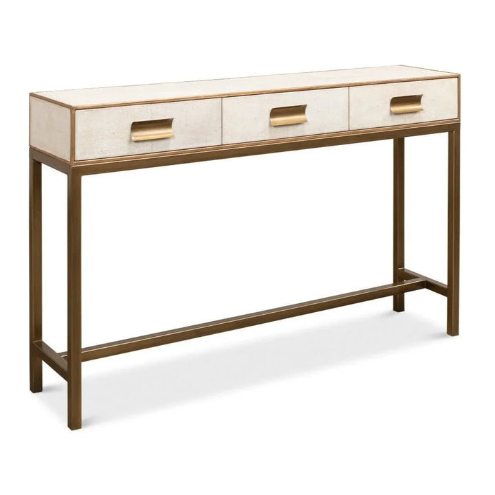 Gideon Shagreen Leather Rectangular Console Table - LOOMLAN - Sarreid - Console Tables