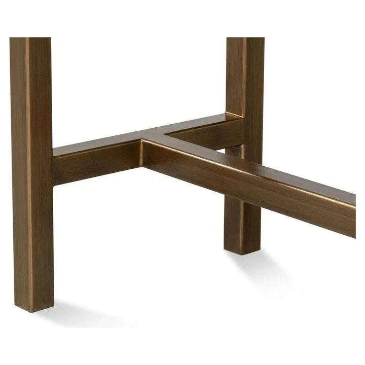 Gideon Wood & Shagreen Leather Blue Sofa Table - LOOMLAN - Sarreid - Console Tables