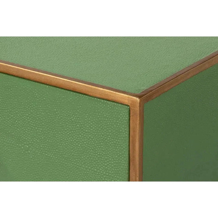 Gideon Wood & Shagreen Leather Green Sofa Table - LOOMLAN - Sarreid - Console Tables