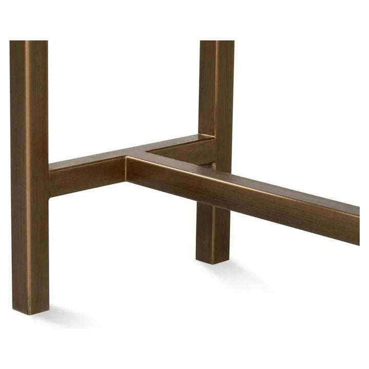 Gideon Wood & Shagreen Leather Tan Sofa Table - LOOMLAN - Sarreid - Console Tables