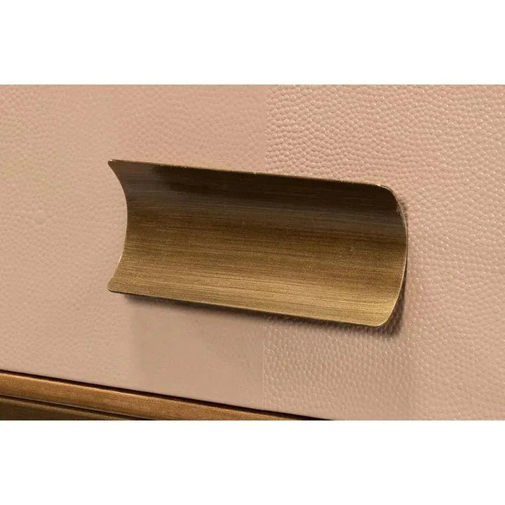 Gideon Wood & Shagreen Leather Tan Sofa Table - LOOMLAN - Sarreid - Console Tables