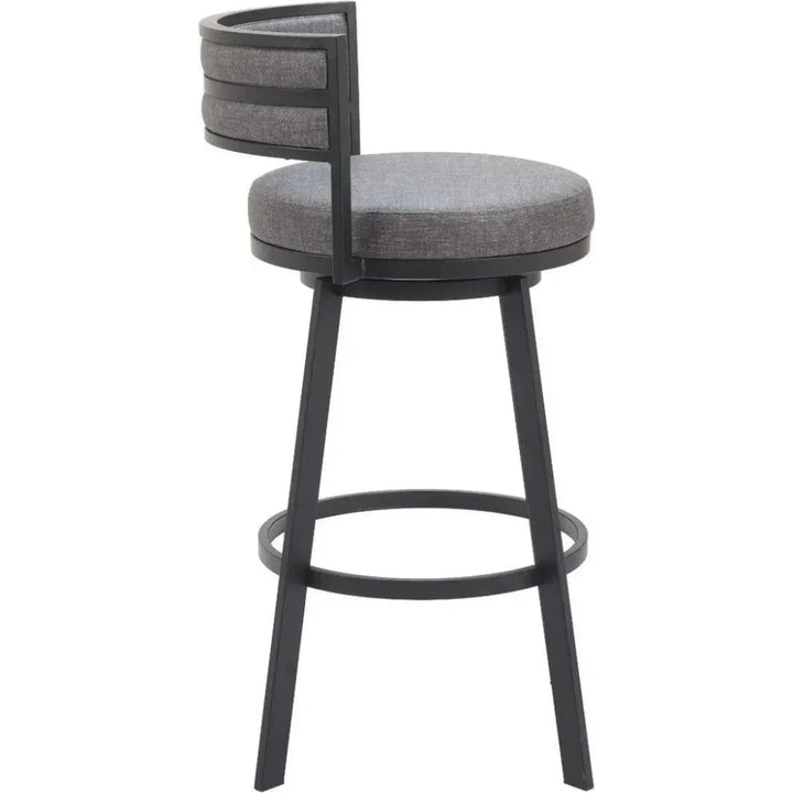 Gimsby Wood and Steel Grey Swivel Barstool - LOOMLAN - Zuo Modern - Bar Stools