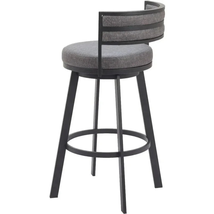 Gimsby Wood and Steel Grey Swivel Barstool - LOOMLAN - Zuo Modern - Bar Stools