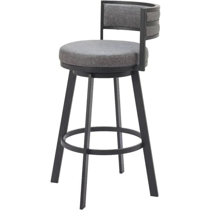 Gimsby Wood and Steel Grey Swivel Barstool - LOOMLAN - Zuo Modern - Bar Stools
