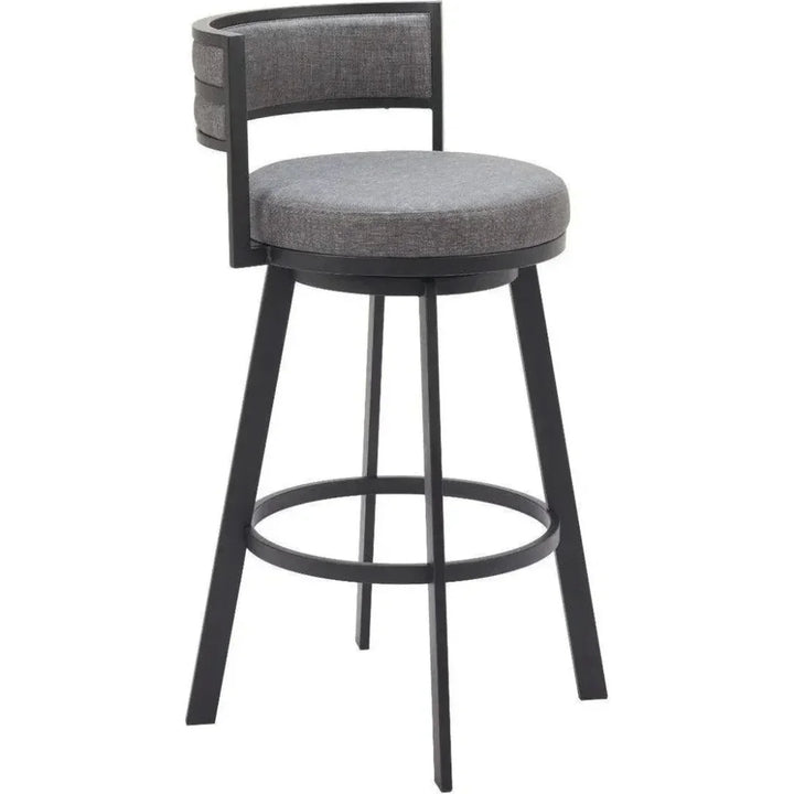 Gimsby Wood and Steel Grey Swivel Barstool - LOOMLAN - Zuo Modern - Bar Stools