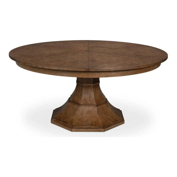 Giselle Jupe Extendable Round Dining Table-Dining Tables-Sarreid-55"dia-LOOMLAN