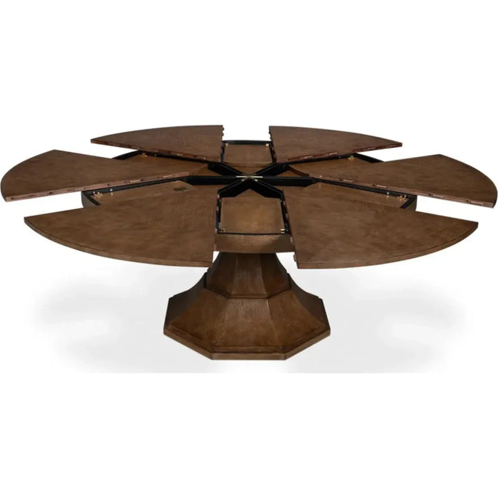Giselle Jupe Extendable Round Dining Table-Dining Tables-Sarreid-LOOMLAN