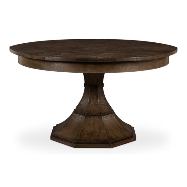 Giselle Jupe Extendable Round Dining Table In Artisan Grey-Dining Tables-Sarreid-LOOMLAN