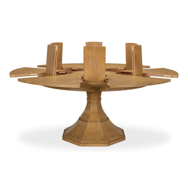 Giselle Jupe Extendable Round Dining Table In Heather Grey-Dining Tables-Sarreid-LOOMLAN