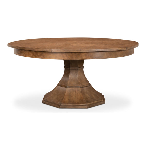 Giselle Jupe Extendable Round Dining Table In Mink Finish-Dining Tables-Sarreid-LOOMLAN