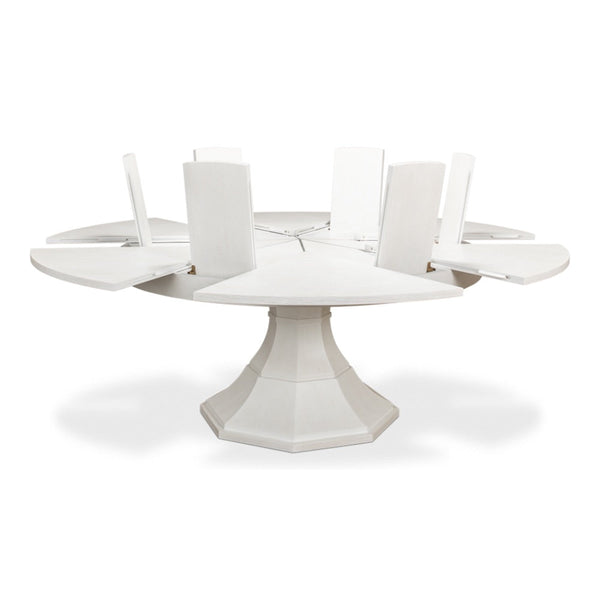 Giselle Jupe Extendable Round Dining Table Working White-Dining Tables-Sarreid-LOOMLAN