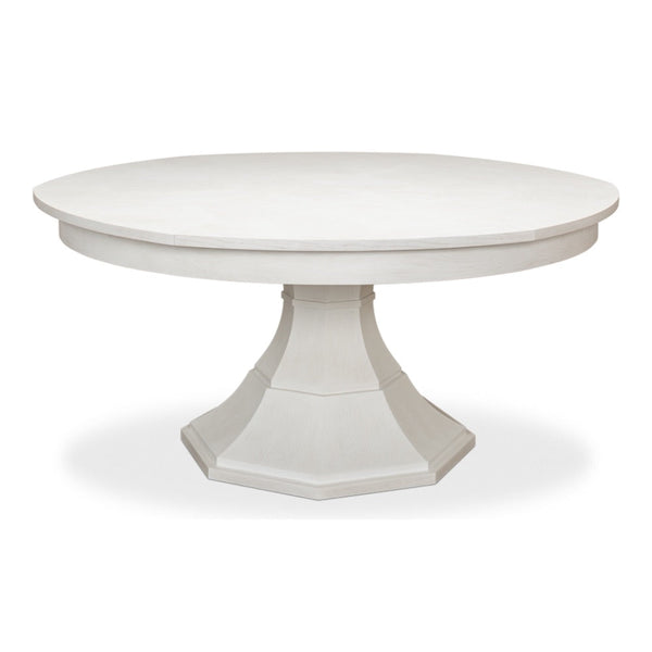 Giselle Jupe Extendable Round Dining Table Working White-Dining Tables-Sarreid-LOOMLAN