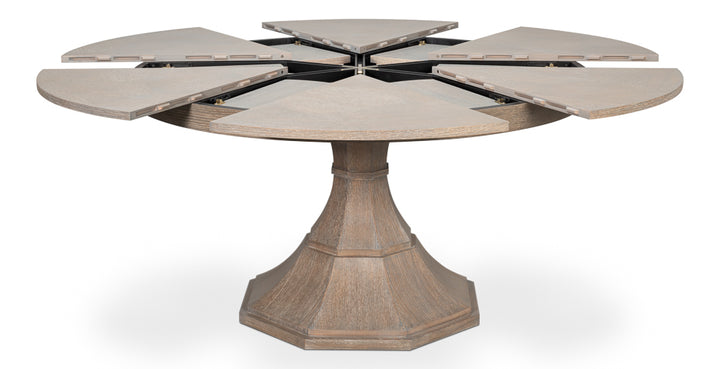 Giselle Jupe Extendable Wooden Dining Table-Dining Tables-Sarreid-Moonskin-Medium-LOOMLAN