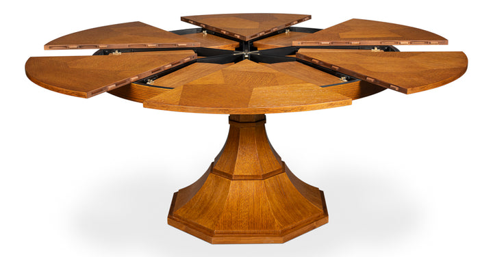 Giselle Jupe Extendable Wooden Dining Table-Dining Tables-Sarreid-Tobacco Brown-Medium-LOOMLAN
