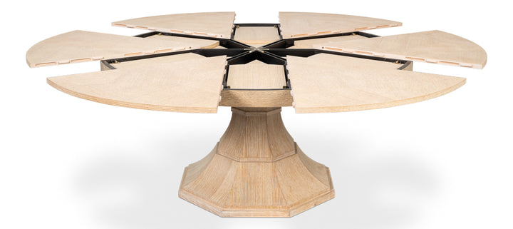 Giselle Jupe Extendable Wooden Dining Table-Dining Tables-Sarreid-Bleached Oak-Large-LOOMLAN
