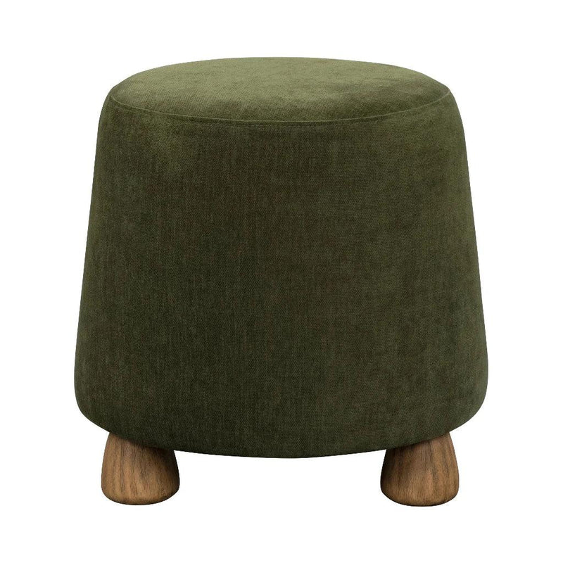 Giselle Performance Fabric Round Ottoman-Ottomans-LH Imports-Olive-LOOMLAN