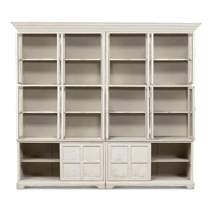 Glass Front Double Curio Bookcase Cabinets - LOOMLAN - Sarreid - Buffets & Curios