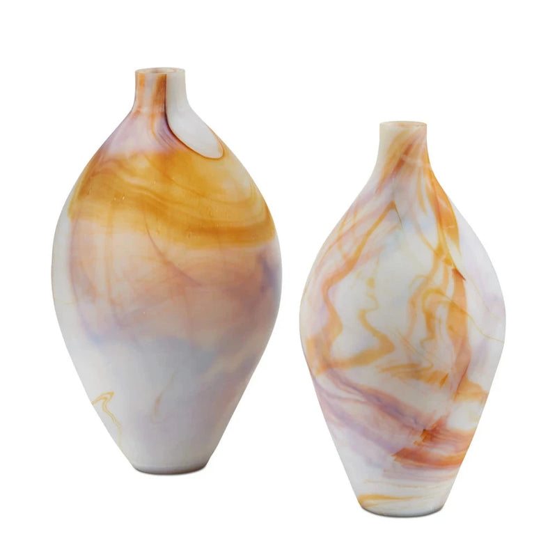 Glass Gobi Onyx Jasper Finish Vases 2PC-Vases & Jars-Currey & Co-LOOMLAN