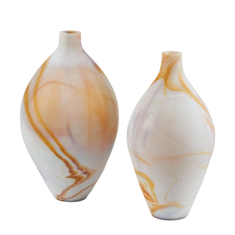 Glass Gobi Onyx Jasper Finish Vases 2PC-Vases & Jars-Currey & Co-LOOMLAN