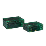 Glass Interstellar Green Marbled Box Set 2PC-Boxes & Bowls-Currey & Co-LOOMLAN