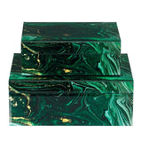 Glass Interstellar Green Marbled Box Set 2PC-Boxes & Bowls-Currey & Co-LOOMLAN