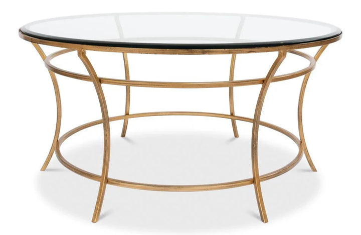 Glass Top Round Coffee Table - LOOMLAN - Sarreid - Coffee Tables