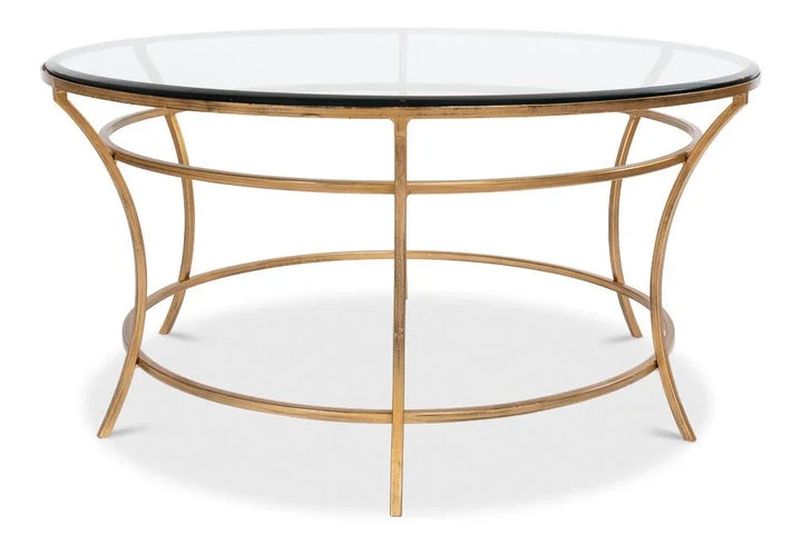 Glass Top Round Coffee Table - LOOMLAN - Sarreid - Coffee Tables