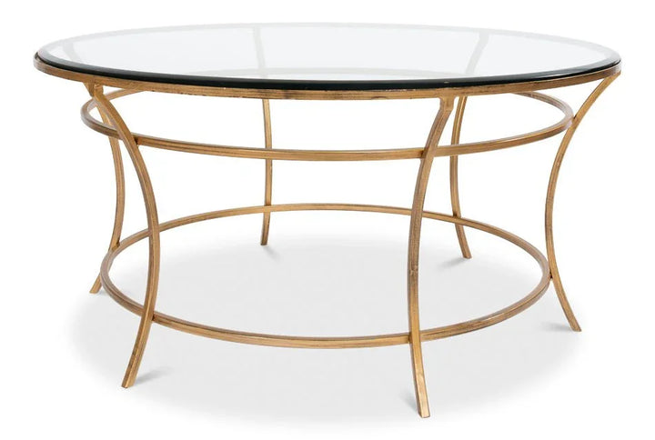 Glass Top Round Coffee Table - LOOMLAN - Sarreid - Coffee Tables