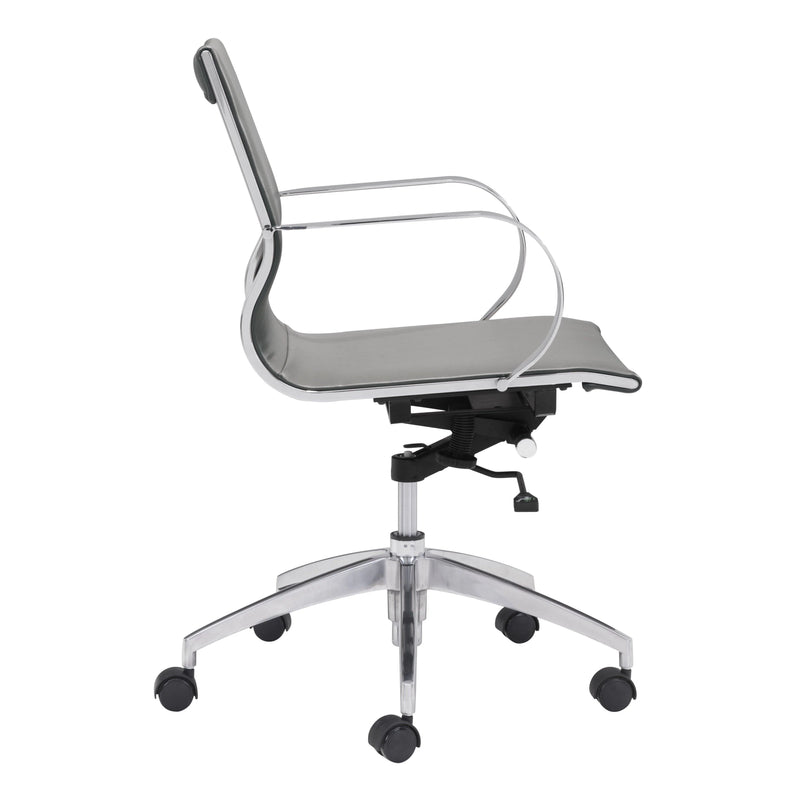 Glider Low Back Office Chair Gray Office Chairs LOOMLAN By Zuo Modern