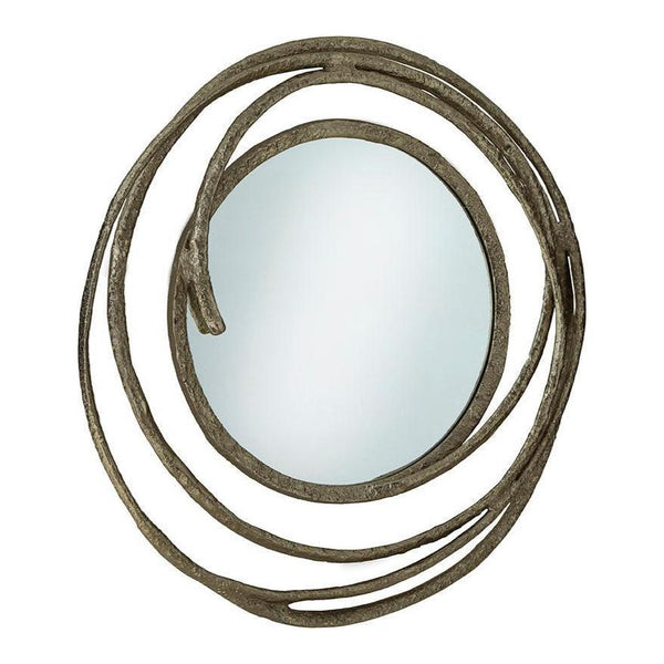 Gold Circles Aluminum d Round Wall Mirror-Wall Mirrors-Furniture Classics-LOOMLAN