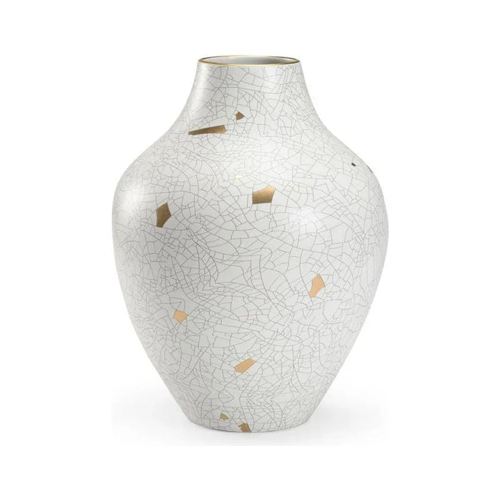 Gold Crackle Ceramic Urn - LOOMLAN - Chelsea House - Vases & Jars