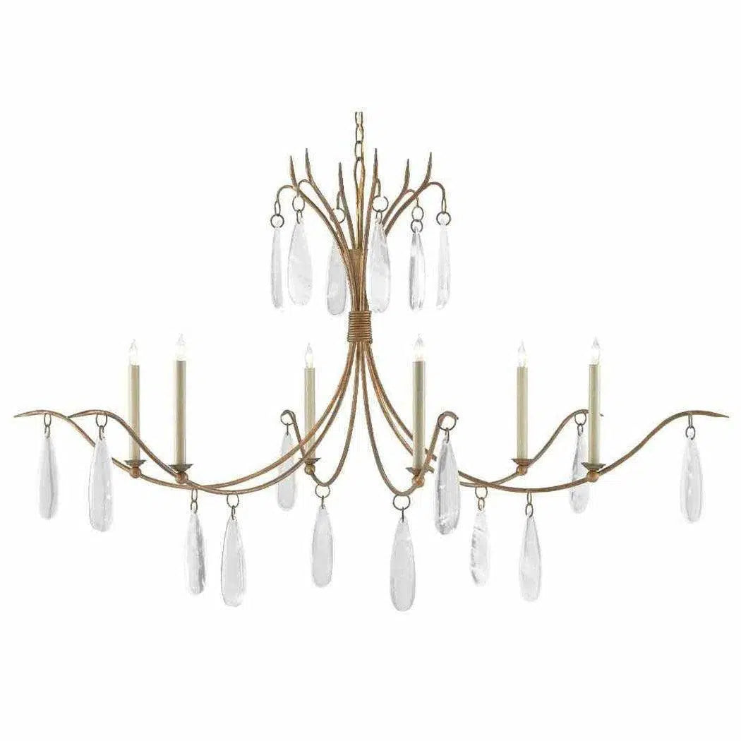 Gold Faux Rock Crystal Marshallia Chandelier